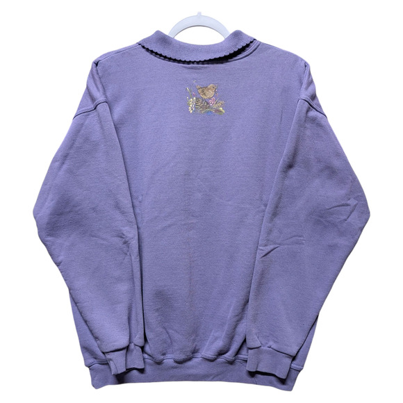 90s Floral Wreath and Bird NR Granny Crewneck Sweatshirt - Picture 2 of 5